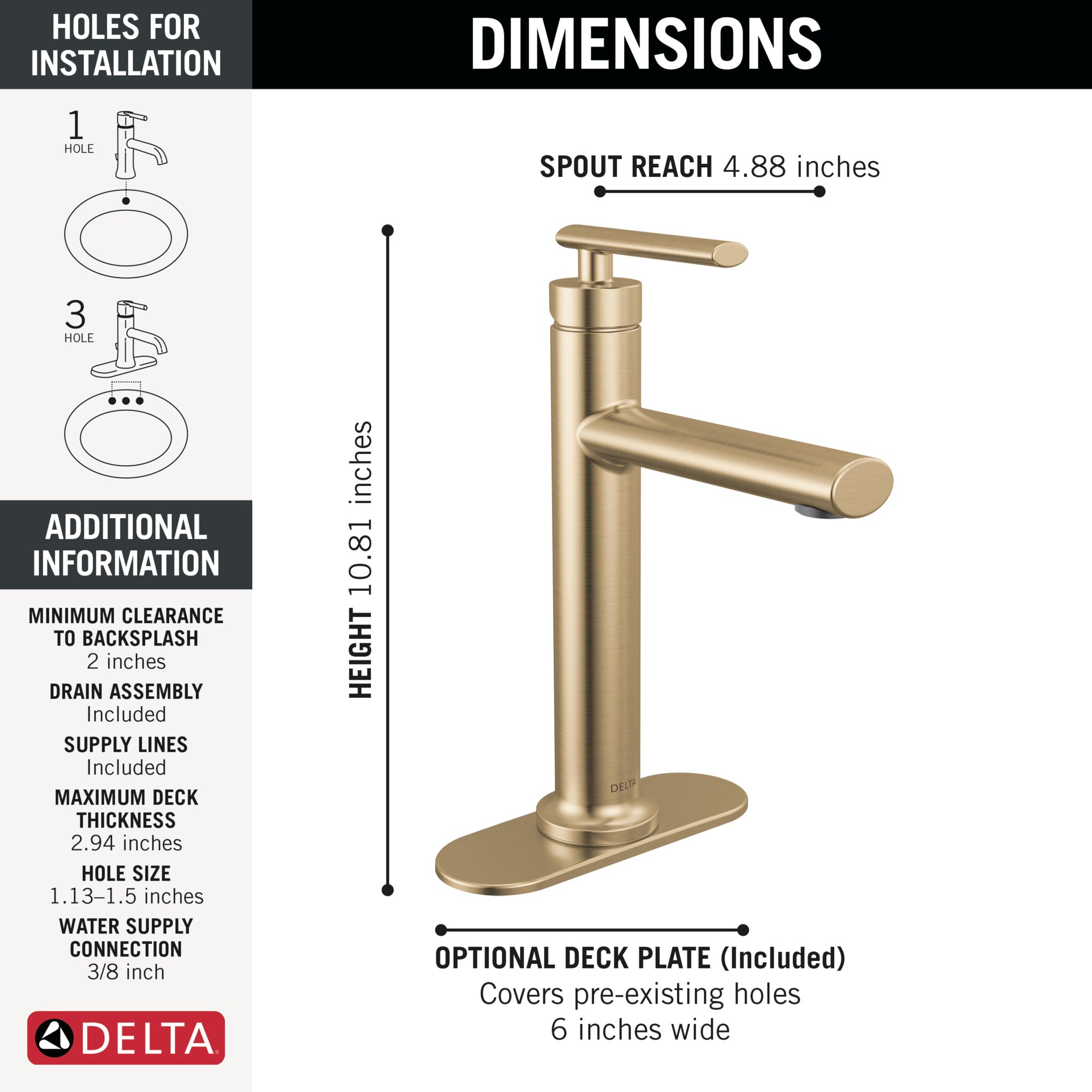 DELTA FAUCET Delta 5442-CZMPU-DST Altado Single Handle Bathroom Faucet 1.2 GPM