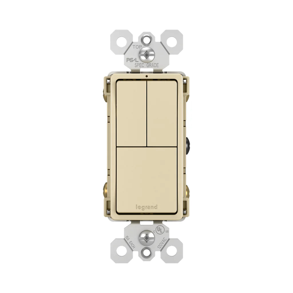 LEGRAND Pass & Seymour RCD113I Ivory Two 1-Pole Switches and 3-Way Switch