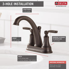 DELTA FAUCET Delta Faucet 2532LF-RBMPU Woodhurst 2-Handle Centerset Bathroom Sink Faucet Venetian Bronze