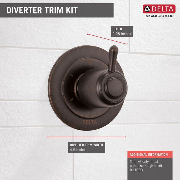 DELTA FAUCET Delta Faucet T11800-RB 4-1/2 Diameter Venetian Bronze 3-Setting 2-Port Diverter Trim