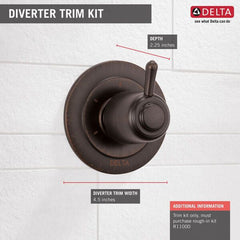 DELTA FAUCET Delta Faucet T11800-RB 4-1/2 Diameter Venetian Bronze 3-Setting 2-Port Diverter Trim