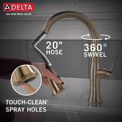 DELTA FAUCET Delta Faucet 9197-CZ-PR-DST Cassidy Single Handle Pull Down Kitchen Faucet