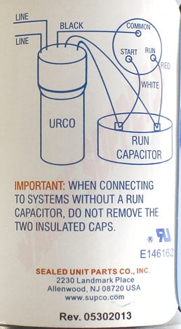 SUPCO Sealed Unit Parts URCO810 Universal Refrigerator 3 'N 1 Relay, Overload & Start Capacitor Combo 1/12 - 1/5 HP