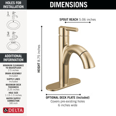DELTA FAUCET Delta 15749LF-CZPD Nicoli Single Handle Pull-Down Bathroom Faucet