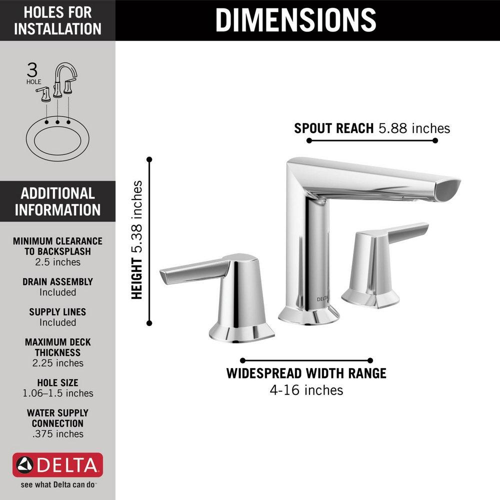 DELTA FAUCET Delta Faucet 3571-PR-MPU-DST Compel Two Handle Widespread Bathroom Sink Faucet in Chrome