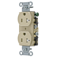 HUBBELL WIRING Hubbell Wiring Device-Kellems CR20ITR 20 Amp 125 Volt 2-Pole 3-Wire NEMA 5-20R Ivory Straight Blade Duplex Receptacle