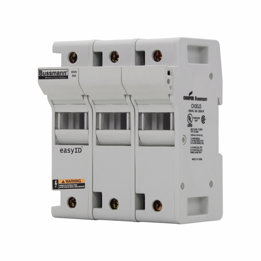 EATON Edison CH30J3 Bussmann Series 3-Pole 30 Amp Modular Fuse Holder