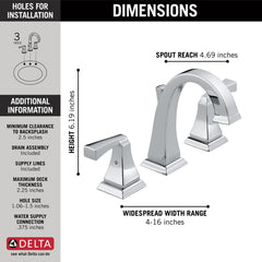 DELTA FAUCET Delta 3551-MPU-DST Dryden Two Handle Widespread Bathroom Faucet