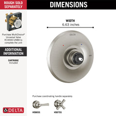 DELTA FAUCET Delta T14056-SSLHP Dorval Monitor 14 Series Valve Only Trim - Less Handle