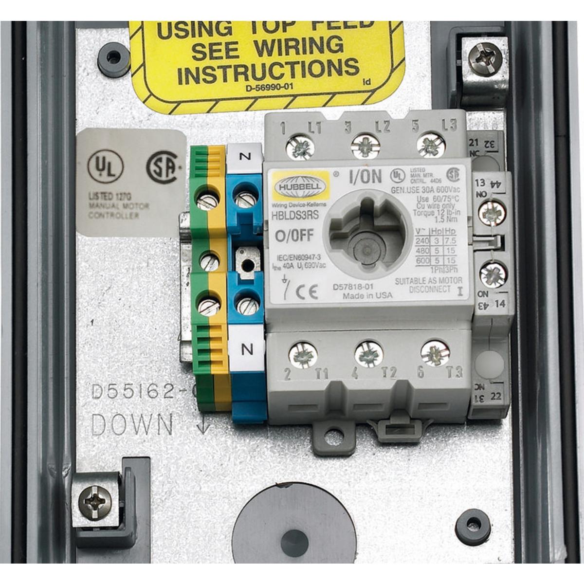 HUBBELL WIRING Wiring Device-Kellems HBLDS6AC Circuit-Lock Non-Fusible Standard Disconnect Switch 600 V 60 A 50 hp