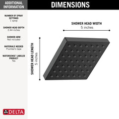 DELTA FAUCET Delta RP101846BL Modern: Square Showerhead in Matte Black