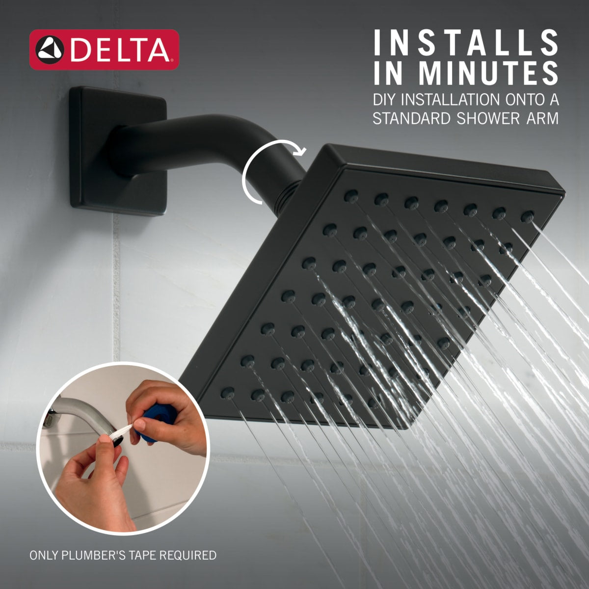 DELTA FAUCET Delta RP101846BL Modern: Square Showerhead in Matte Black