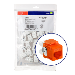 LEVITON Leviton 61110-BO6 eXtreme CAT6 QuickPort Jack QuickPack, 25-Pack, Orange