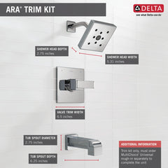 DELTA FAUCET Delta T14467 Ara Single Handle 1-Function Tub and Shower Trim 1.75 gpm