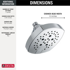 DELTA FAUCET Delta 52663-PR H2Okinetic 5-Setting Shower Head 1.75 GPM