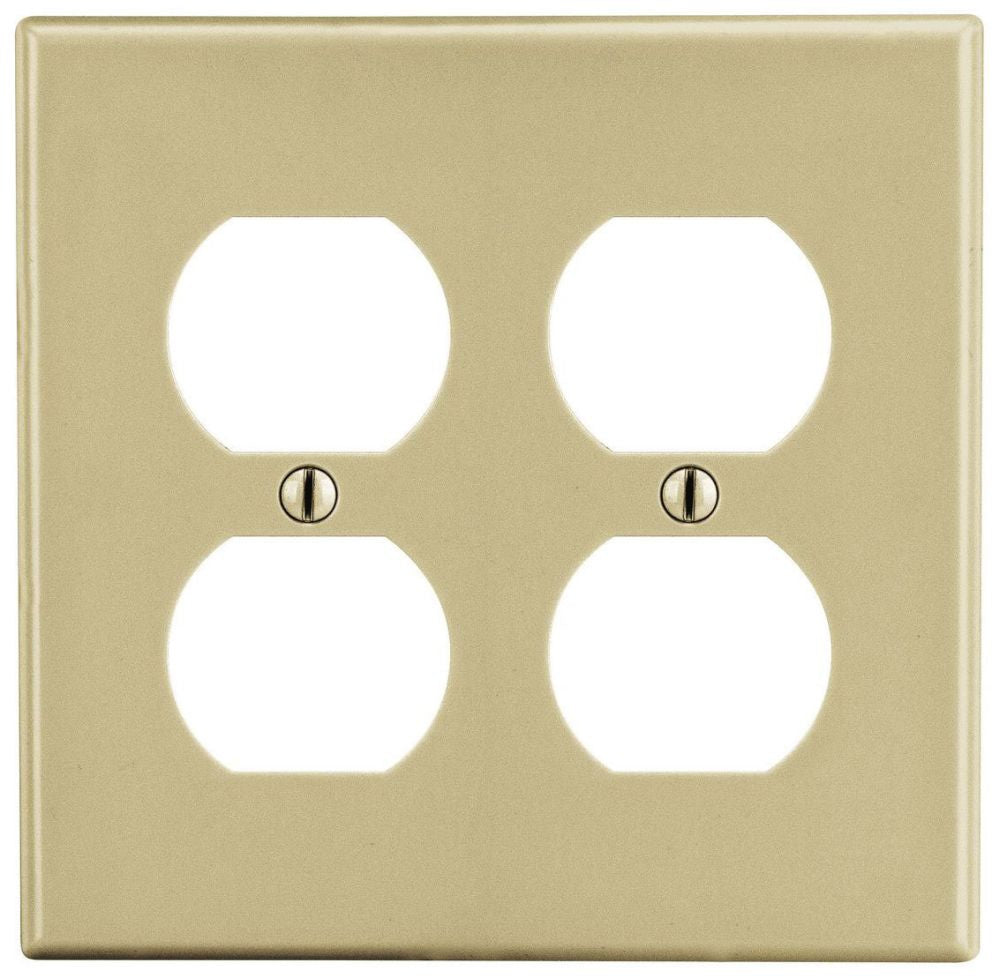 HUBBELL Hubbell Wiring Device-Kellems P82I HWDK P82I Wallplate, 2-Gang, 2) Duplex, Ivory