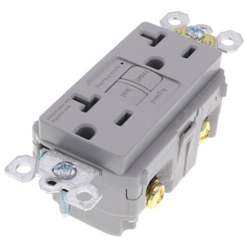 LEGRAND Pass & Seymour 2097-GRY GFCI Receptacle, Duplex, 125 VAC, 20 Amp