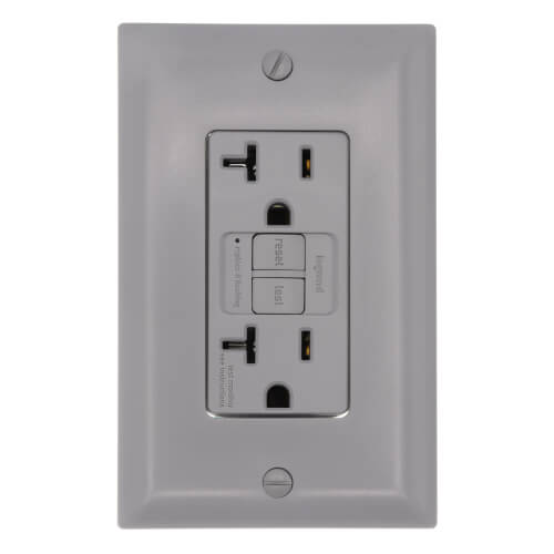 LEGRAND Pass & Seymour 2097-GRY GFCI Receptacle, Duplex, 125 VAC, 20 Amp