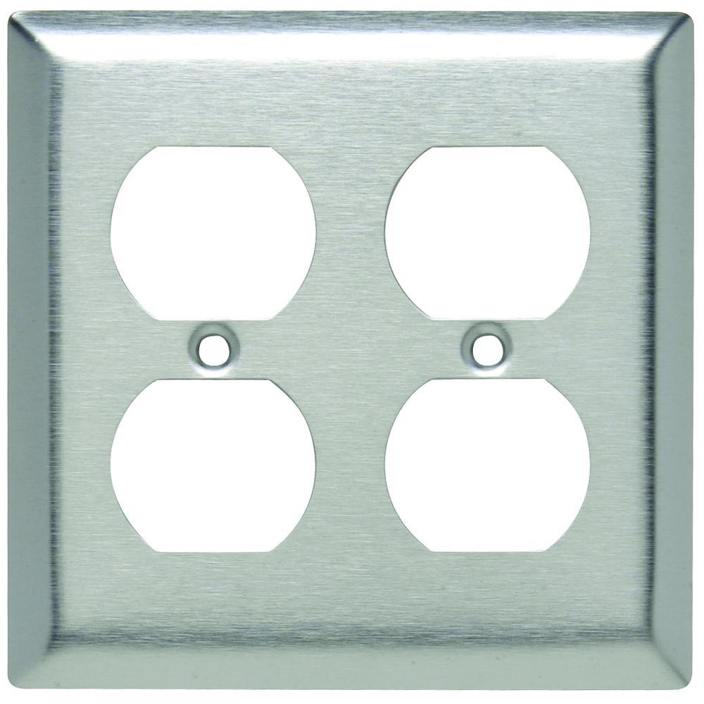 LEGRAND Pass & Seymour SL82 Standard Wall Plate 2 Gang Stainless Steel
