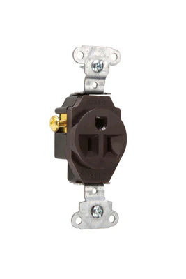 LEGRAND Pass & Seymour 5251 Heavy-Duty Spec Grade Single Receptacle Side, Wire 15A 125V - Brown