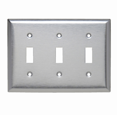 LEGRAND Pass & Seymour SL3 Smooth Metal Wall Plate 3 Gang Toggle 430 Stainless Steel