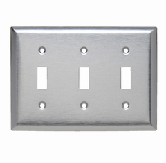 LEGRAND Pass & Seymour SL3 Smooth Metal Wall Plate 3 Gang Toggle 430 Stainless Steel