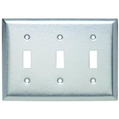 LEGRAND Pass & Seymour SL3 Smooth Metal Wall Plate 3 Gang Toggle 430 Stainless Steel