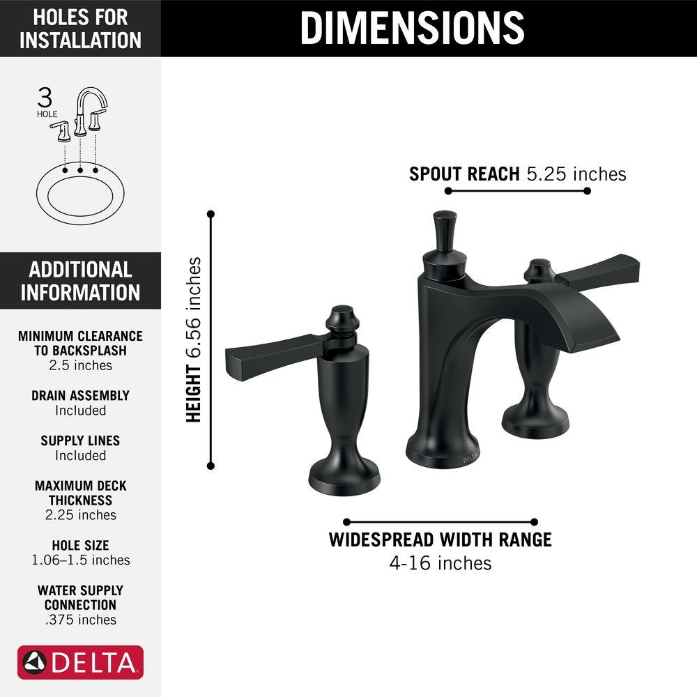 DELTA FAUCET Delta Faucet 3556-BLMPU-DST Dorval Two Handle Widespread Bathroom Sink Faucet
