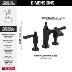 DELTA FAUCET Delta Faucet 3556-BLMPU-DST Dorval Two Handle Widespread Bathroom Sink Faucet