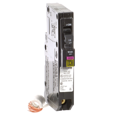 SCHNEIDER ELECTRIC Square D QO115DF Combination Arc-Fault & Ground Fault Circuit Breaker 15A 120V 1Ph 1Pole 10kAIR