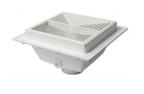 SIOUX CHIEF Sioux Chief 861-3PU2 Tomahawk SquareMax Floor Sink, 3 in Drain Opening, 8-5/16 in H, PVC