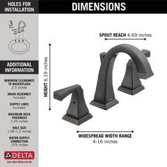 DELTA FAUCET Delta Faucet 3551-RBMPU-DST Dryden Two Handle Widespread Bathroom Sink Faucet in Venetian Bronze