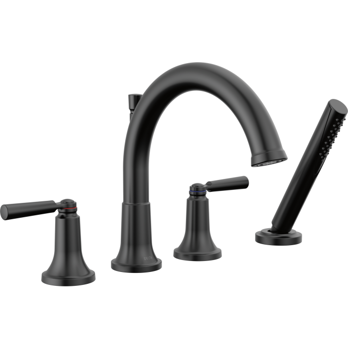 DELTA FAUCET DEL T4735-BL Matte Black Roman Tub Trim with Hand Shower Two Handle