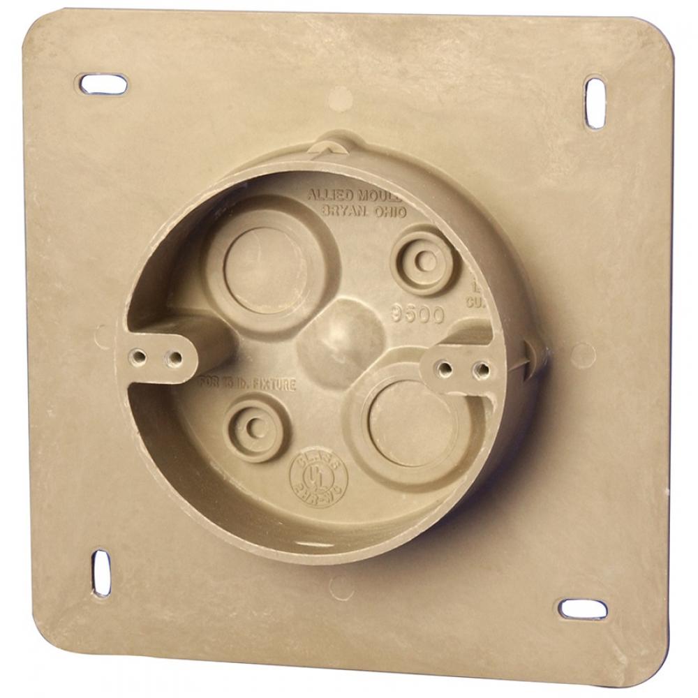 ALLIED MOULDED PRODUCTS Allied Moulded Products AC9500 Fiberglass 4 Inch Round Outlet Box 7 Inch Square Mounting Flange For Outside Light Fixture 15 Lb Fixture Rated