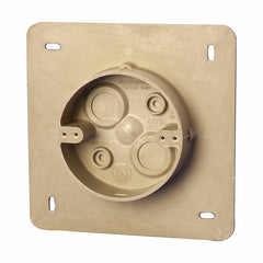ALLIED MOULDED PRODUCTS Allied Moulded Products AC9500 Fiberglass 4 Inch Round Outlet Box 7 Inch Square Mounting Flange For Outside Light Fixture 15 Lb Fixture Rated