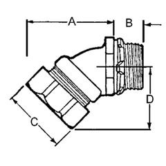 ATKORE Atkore LTQ7545KON Liquidtight Screw-in Connector 3/4 inch 45 degree