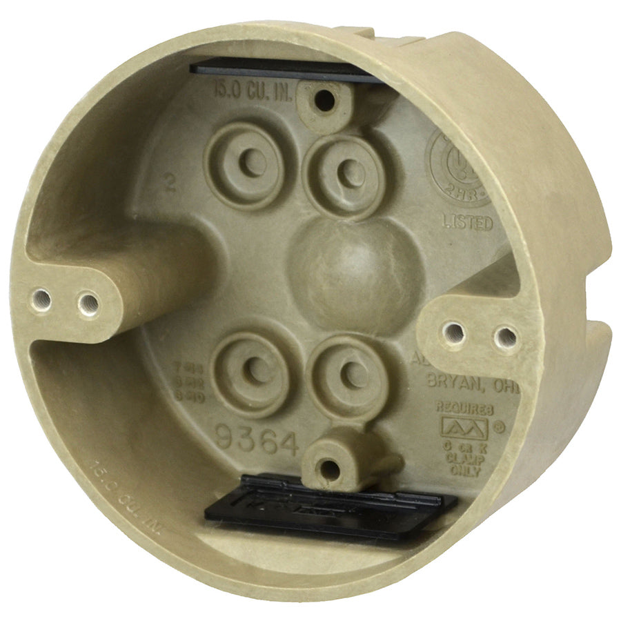 ALLIED MOULDED PRODUCTS Allied Moulded Products 9364-K 4 inches dia. Round Fixture Support Box for Use with Nonmetallic Sheathed Cable