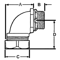 ATKORE Atkore LTQ12590-ICKON 1-1/4 inches screw on liquid tight 90 degree - insulated throat