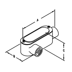 ATKORE Atkore ALR5CGKON 1-1/2 inches aluminum die cast threaded LR conduit body with flat cover & gasket