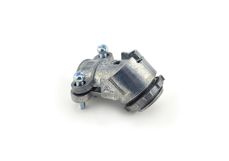 BRIDGEPORT FITTINGS Bridgeport Fittings 803-DC2 1/2 Inch Ball Burnished Zinc Die Cast 45 Degree Flex Connector