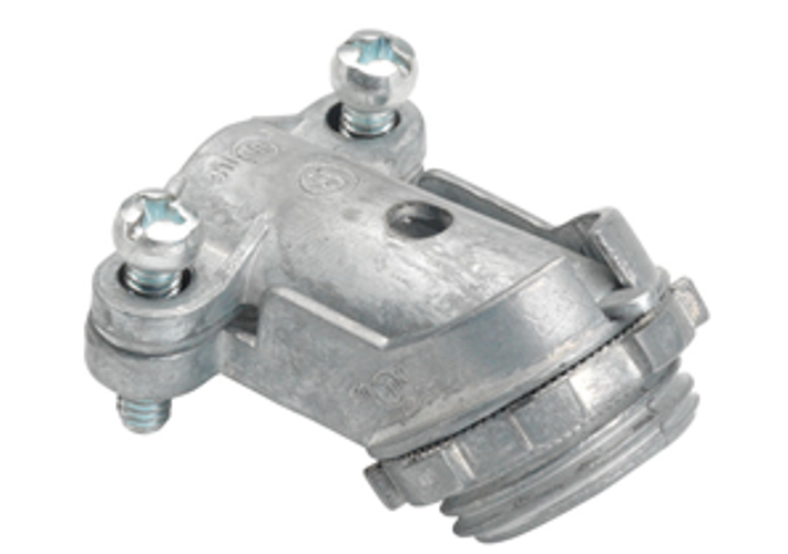 BRIDGEPORT FITTINGS Bridgeport Fittings 803-DC2 1/2 Inch Ball Burnished Zinc Die Cast 45 Degree Flex Connector