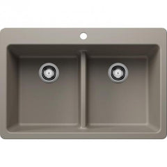 BLANCO Blanco 443002 Corence Equal Double Low Divide Dual Mount Kitchen Sink 33 inches x 22 inches x 9 inches