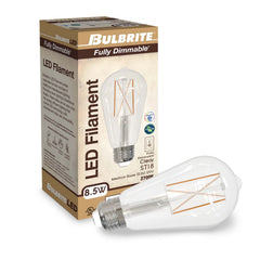 BULBRITE Bulbrite LED8ST18/27K/FIL/3/JA8 ST18 2700K filament fully compatible dimming JA8 8.5W 5.04 in length 2.28 in diameter