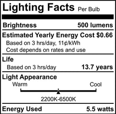 BULBRITE Bulbrite SL5WA19/90/W/MK/1P Smart LED Wifi Bulb 5.5W A19 1PK