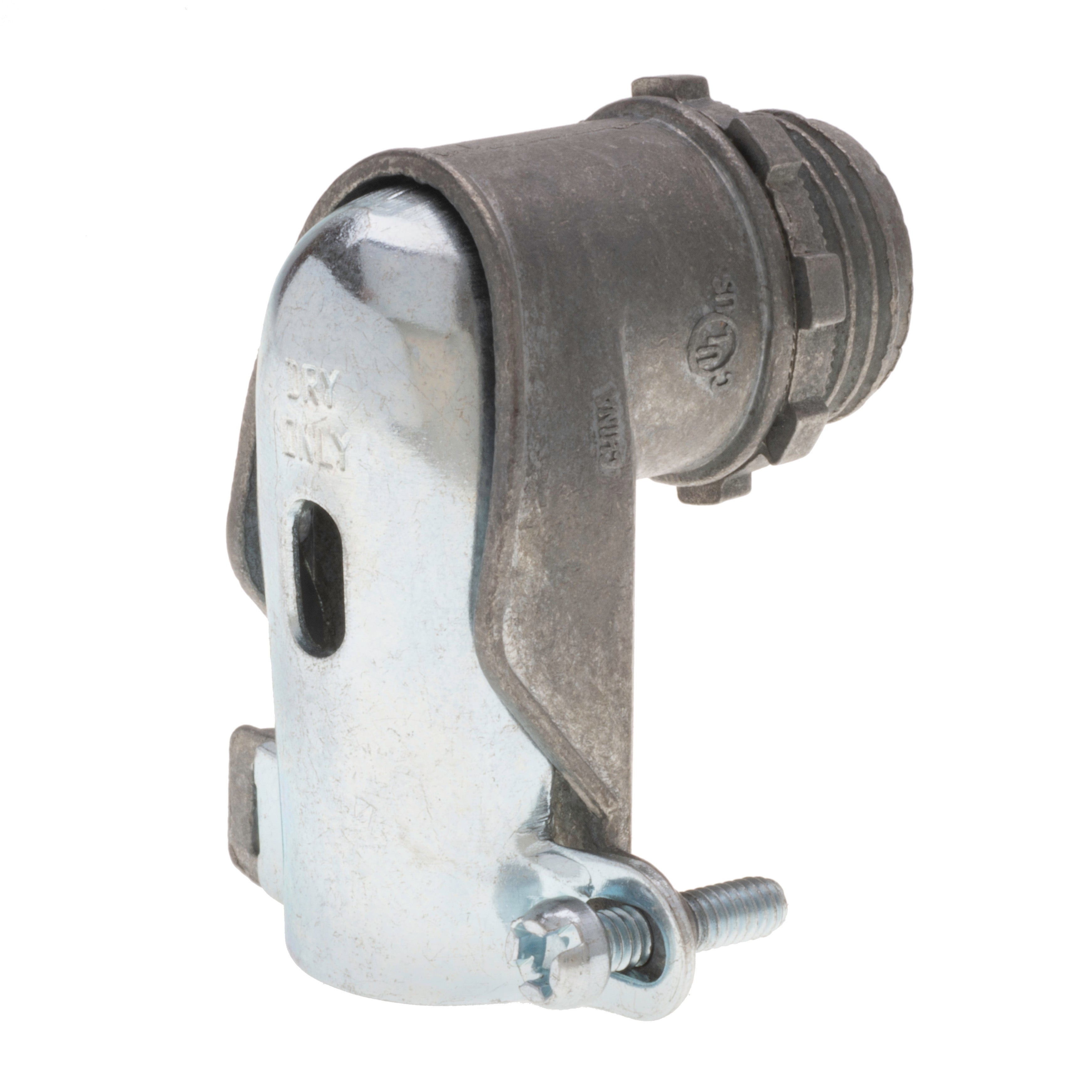 BRIDGEPORT FITTINGS Bridgeport Fittings 851-DC2 90 Degree Single Screw Hinged Cover Die-Cast Zinc/Steel Set-Screw Connection 1/2 in. Trade Size