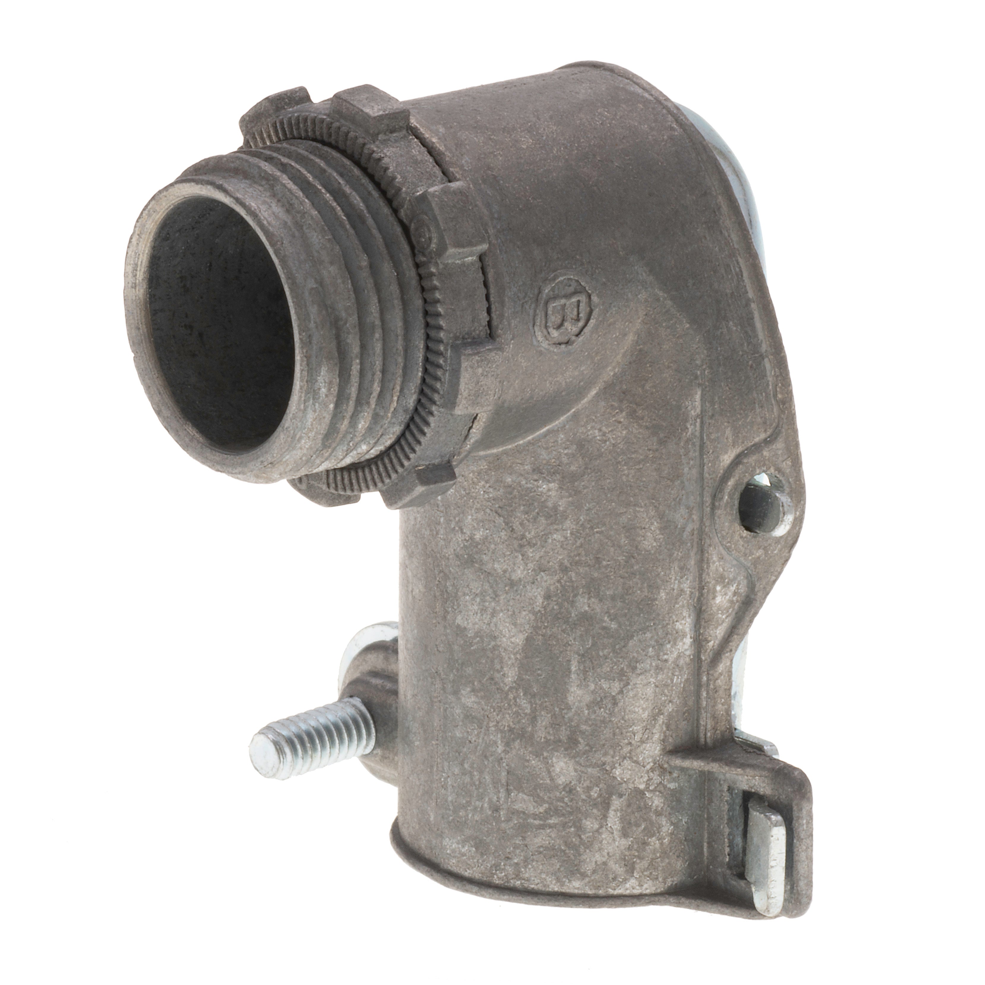 BRIDGEPORT FITTINGS Bridgeport Fittings 851-DC2 90 Degree Single Screw Hinged Cover Die-Cast Zinc/Steel Set-Screw Connection 1/2 in. Trade Size