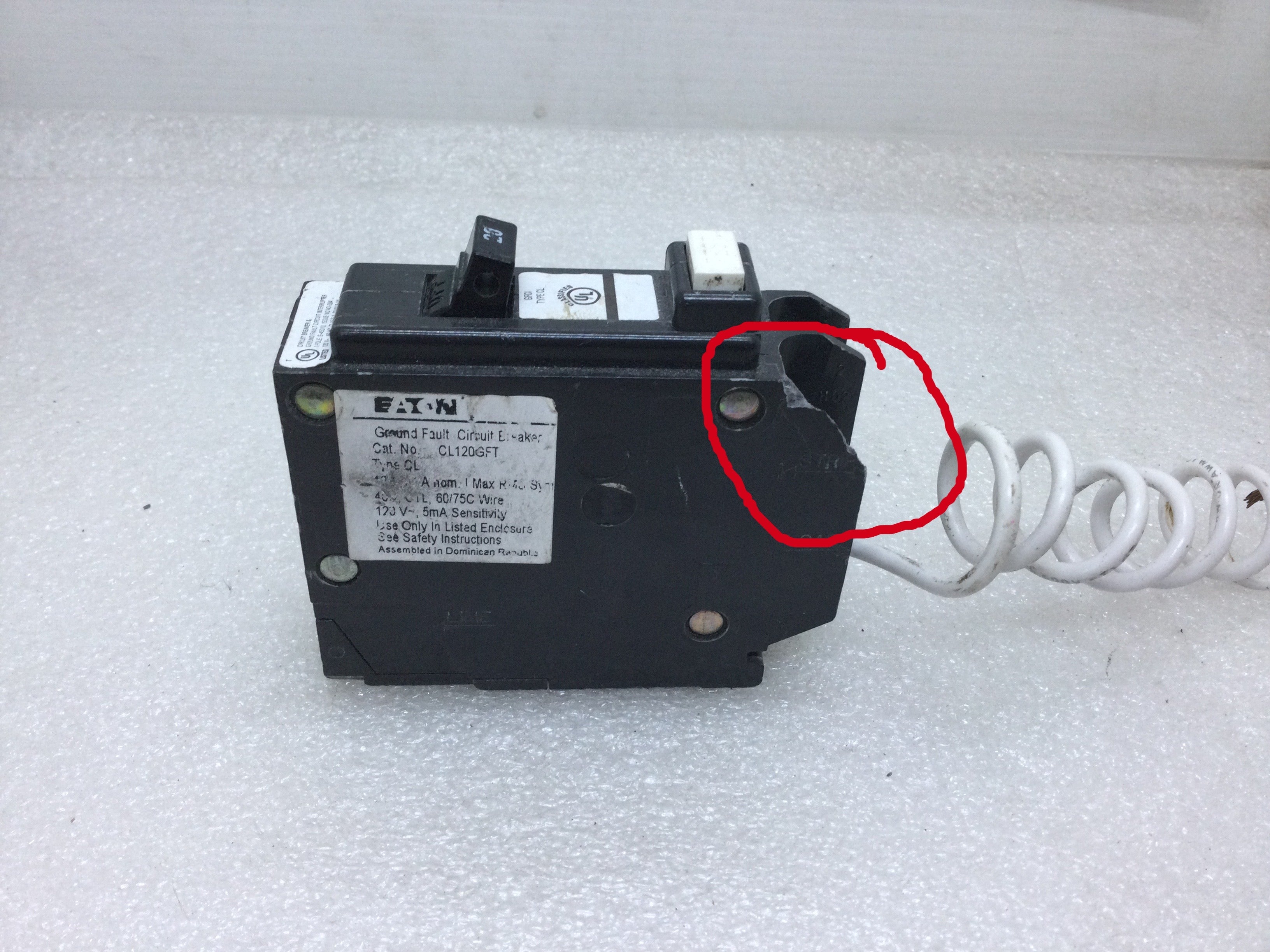 EATON Eaton CL120GFT Type Cl 1 inch, 5ma Gf 20A 120V/240V
