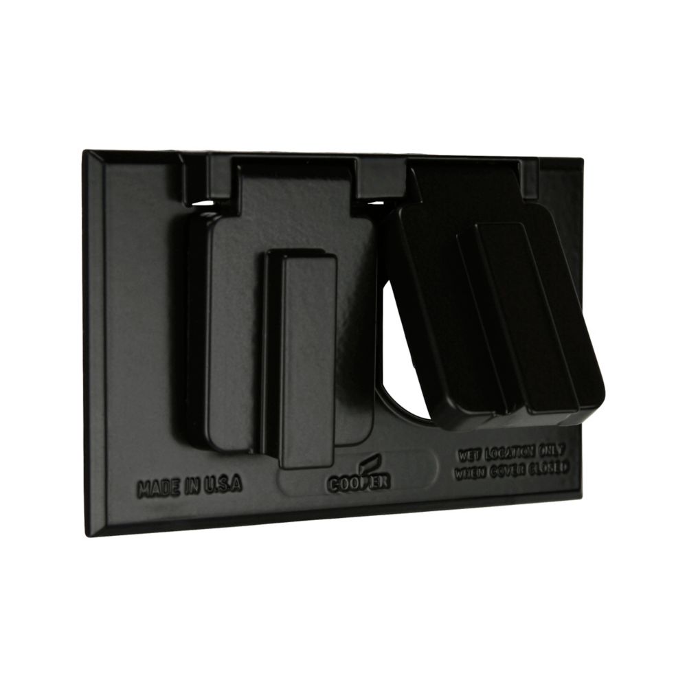 EATON Eaton S989BLK duplex receptacle cover two lid horizontal
