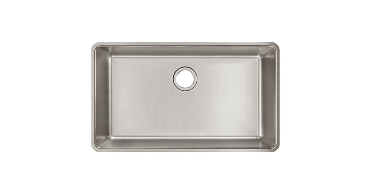 ELKAY Elkay ELUH3017T Lustertone Iconix 18 gauge stainless steel single bowl undermount sink 32-1/2 x 19-1/2 x 9 inch