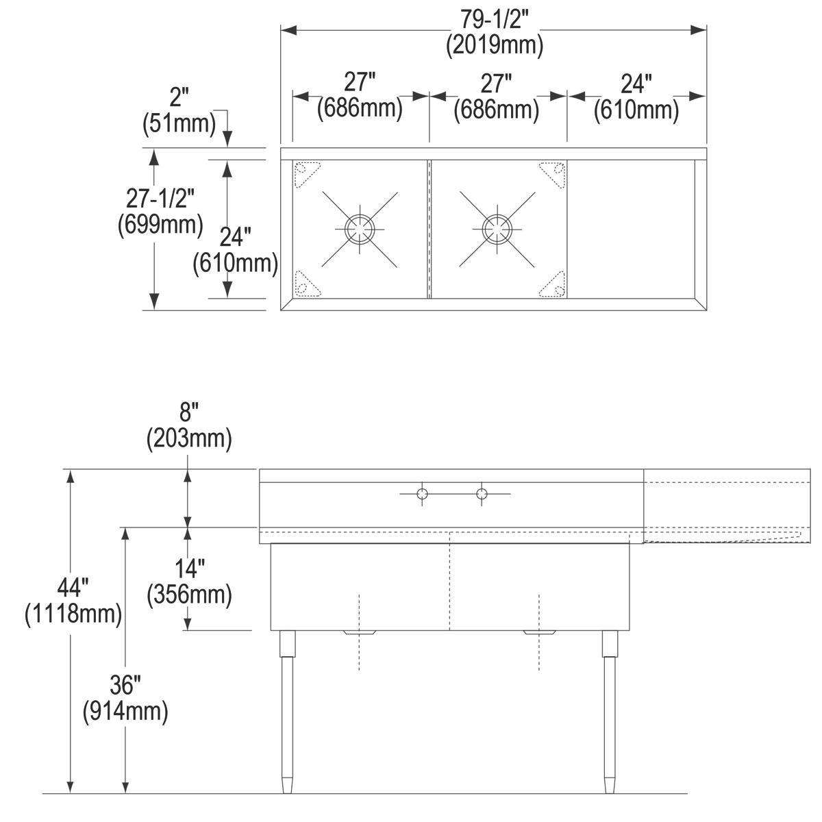 ELKAY Elkay ELXHU3322RRT0 Quartz Luxe 33 x 22 x 10 in. Offset 60/40 Double Bowl Undermount Kitchen Sink with Aqua Divide No Hole